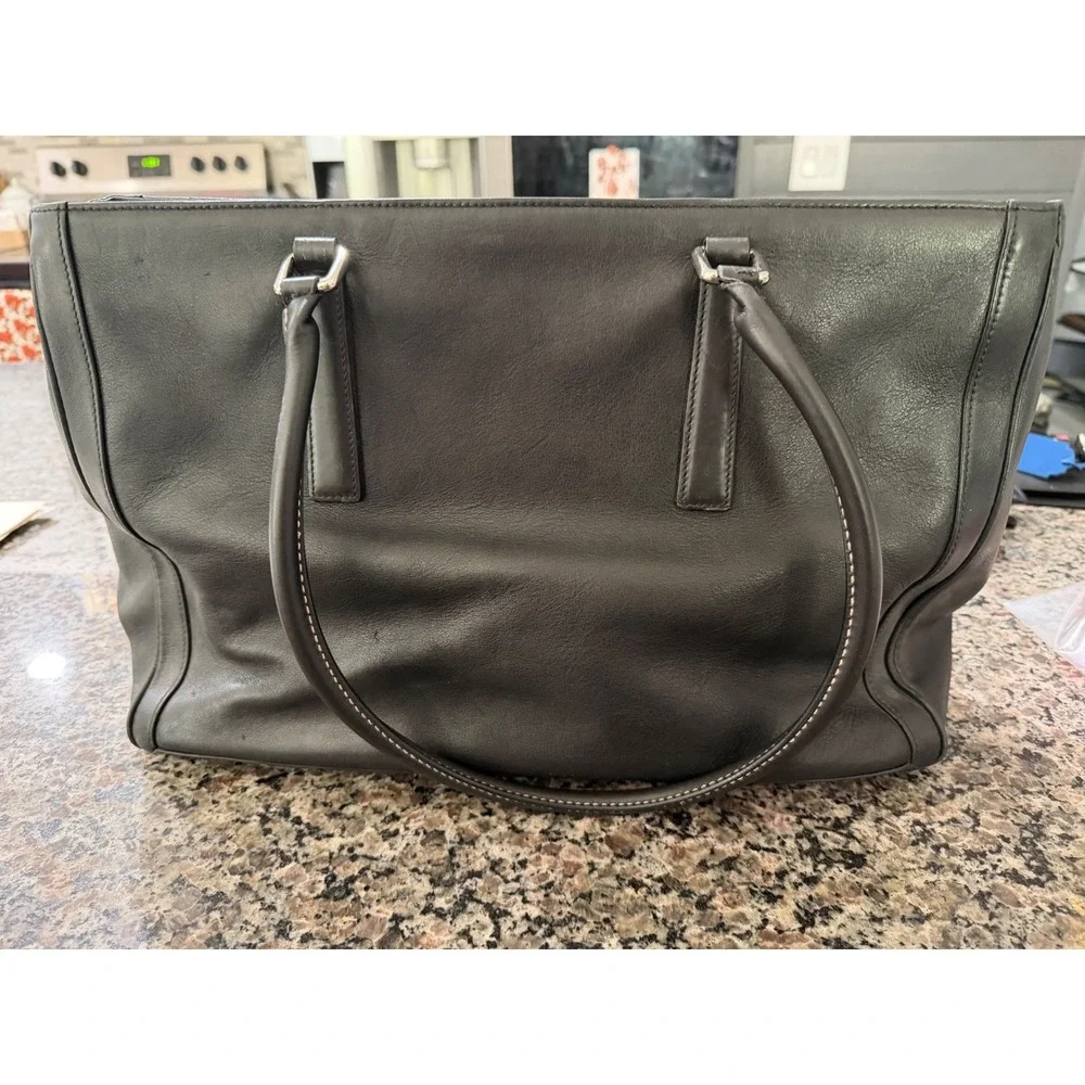 Vintage Coach Black Leather Bon Bus Satchel (Style 9426)